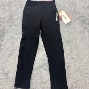 Gottex‎ Studio Inter-Luxe Peach Skin Leggings Black XS High Waist Phone Pockets